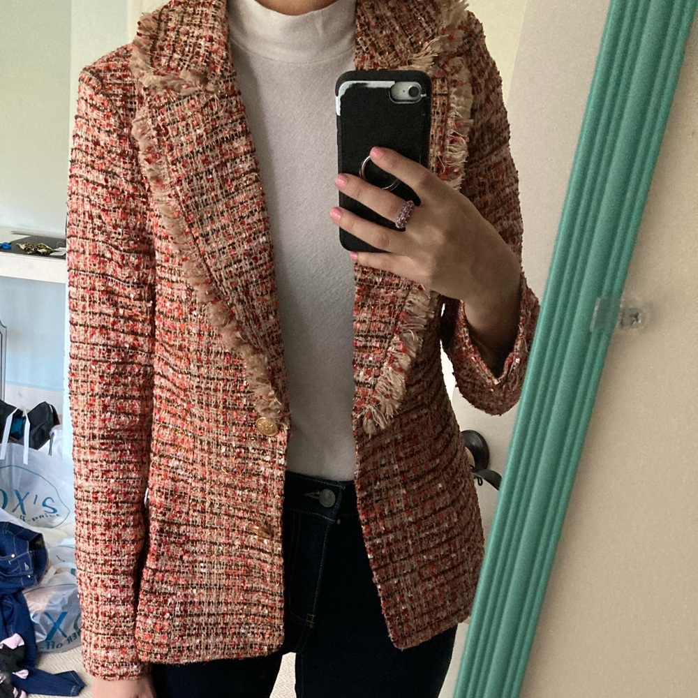 Walter Baker Lana Belmont Pink Red Tweed Blazer Jacket Size Small 🩷❤️ - Picture 2 of 11
